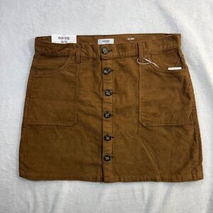 NWT Kensie 14 Corduroy Buttoned Mini Skirt Brown High Rise Retro Preppy Academia
